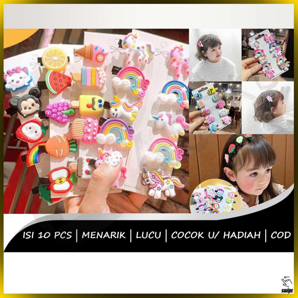 Jepit Rambut Anak 10pcs Korea Lucu Jepitan Ikat Hair Fashion Isi 10 pcs Korean Unicorn Ice Cream