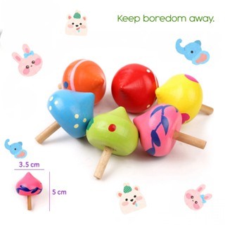 3/ 6pcs Mainan Gasing Gangsing Kayu / Wooden Spinning Top | Edukasi Sensory Motorik