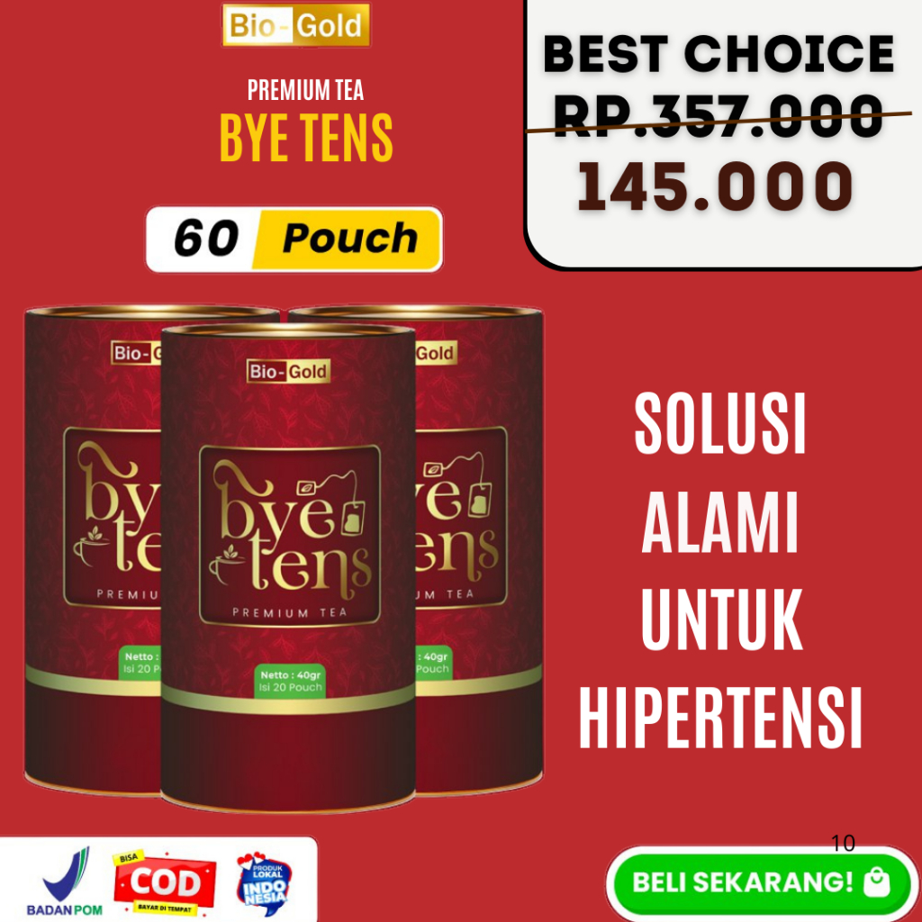 

Teh ByeTens Bio Gold 3 Kaleng Tea Premium Bye Tens Herbal Pilihan untuk Tekanan Darah Normal BPOM