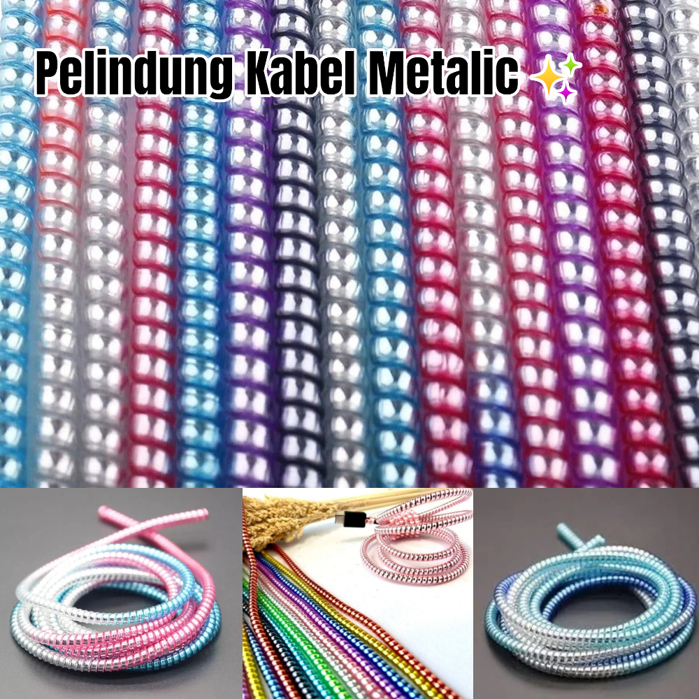 Semesta ~ Pelindung Kabel AESTHETIC METALIC HOLOGRAM SHINING Protector Cable Bling Bling Tebal Melin