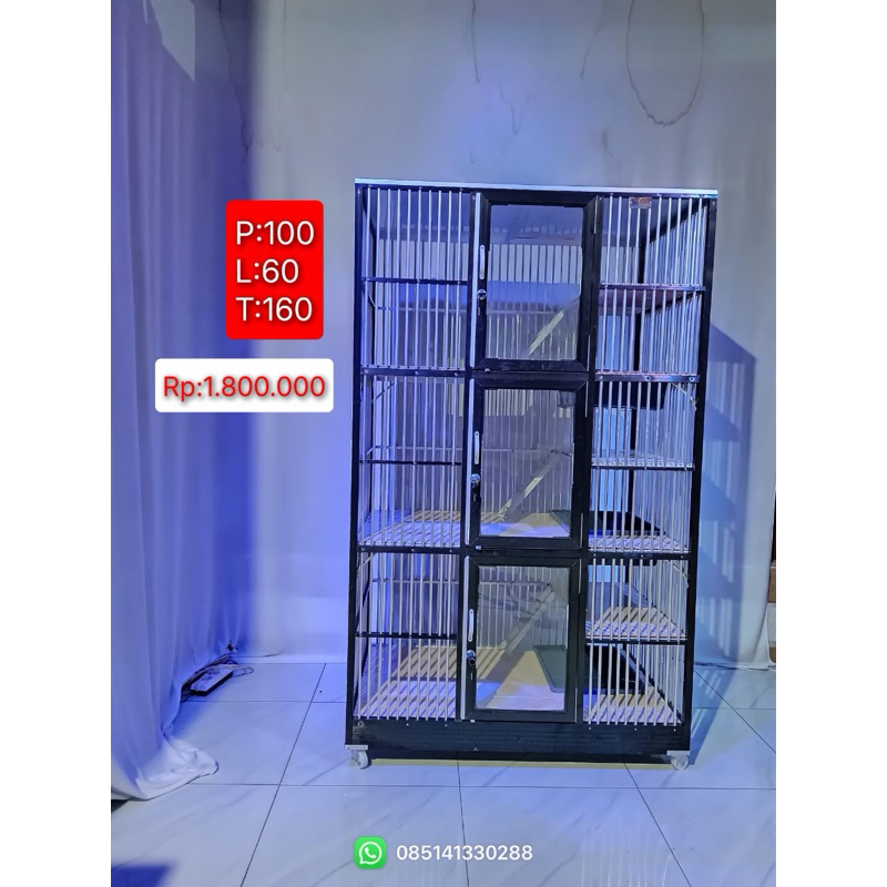 kandang kucing alumunium 3 kamar tingkat