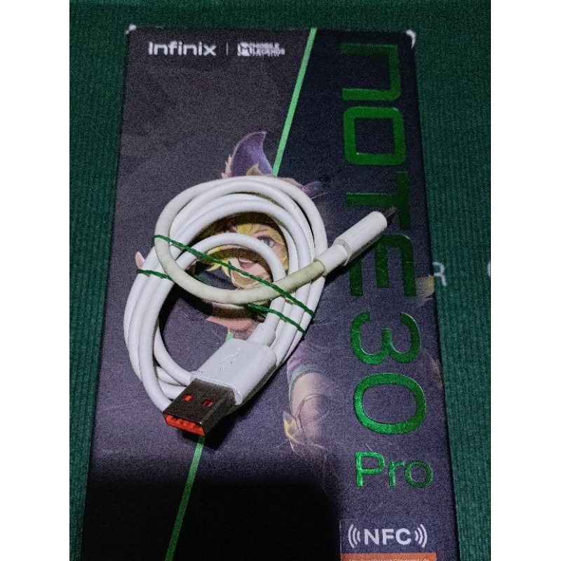 KABEL DATA BAWAAN INFINIX NOTE 30 PRO TIPE C KAPASITAS 68WATT BEKAS