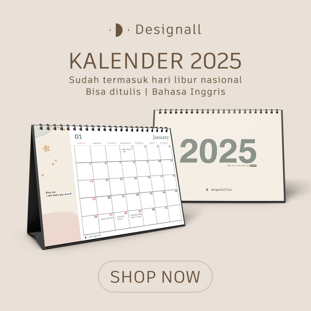 

Designall Kalender 2025 Aesthetic Meja / Kalender Duduk Spiral KS