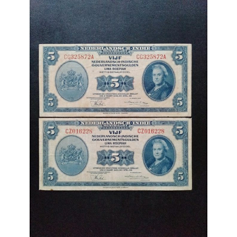 uang Kuno 5 Gulden NICA jmn belanda