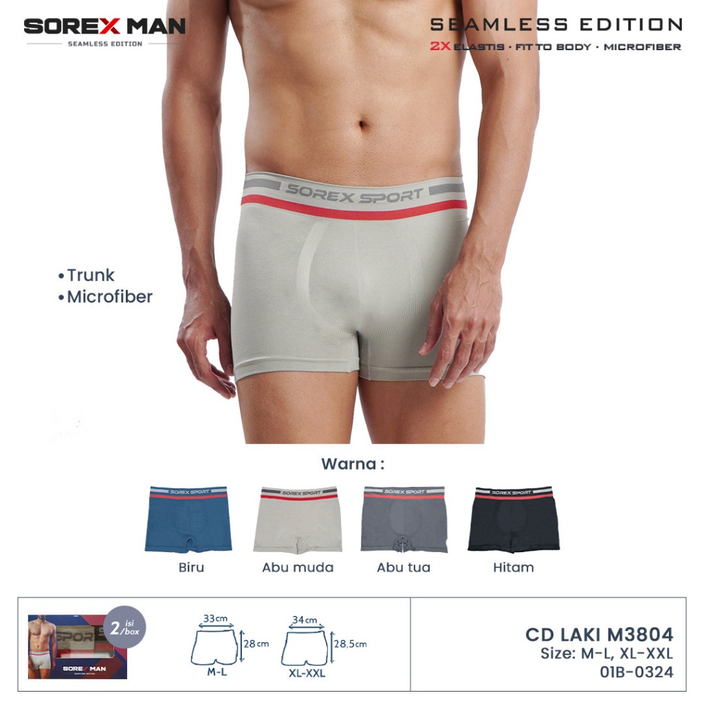 Sorex Man CD 3802 ; 3804 ; 3806 ; 3815 ; 3816 Celana Dalam Pria Laki - Sport Seamless Boxer | BISA P