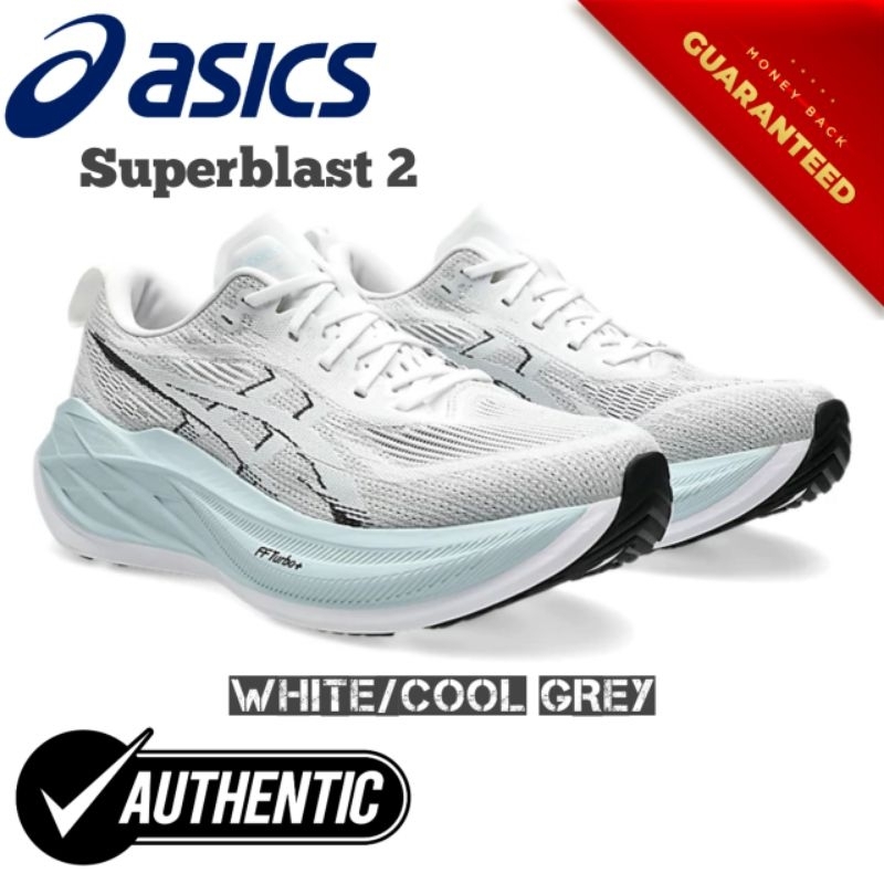 100% Original Sepatu Unisex Running Asics Superblast 2 White/Cool Grey