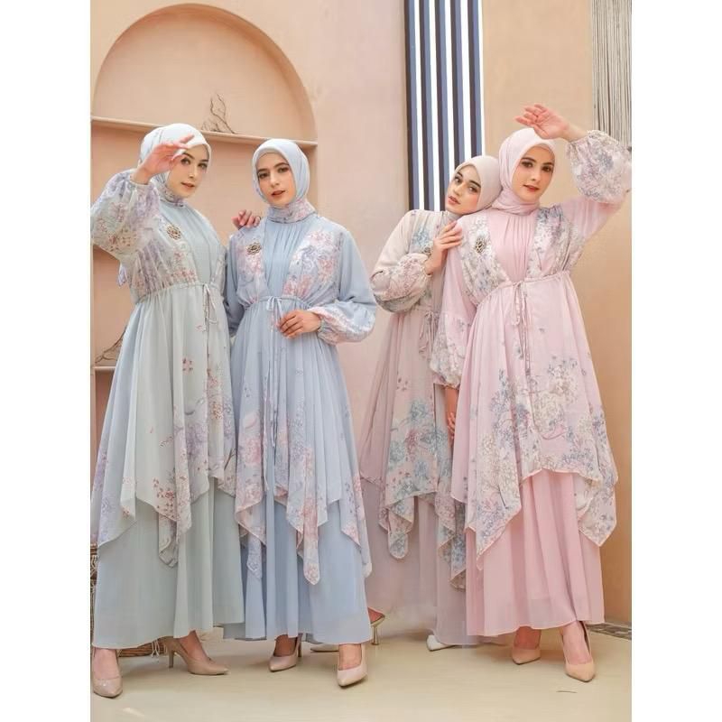 GAMIS ZANETA SET HIJAB PREMIUM/GAMIS LEBARAN/GAMIS KONDANGAN/GAMIS SET HIJAB