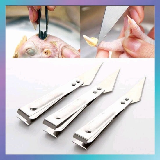 Alat Pencabut Bulu Ayam 2In1 Stainless Pinset Pencabut Bulu Ayam Tulang Ikan Pisau Dapur Pembersih B