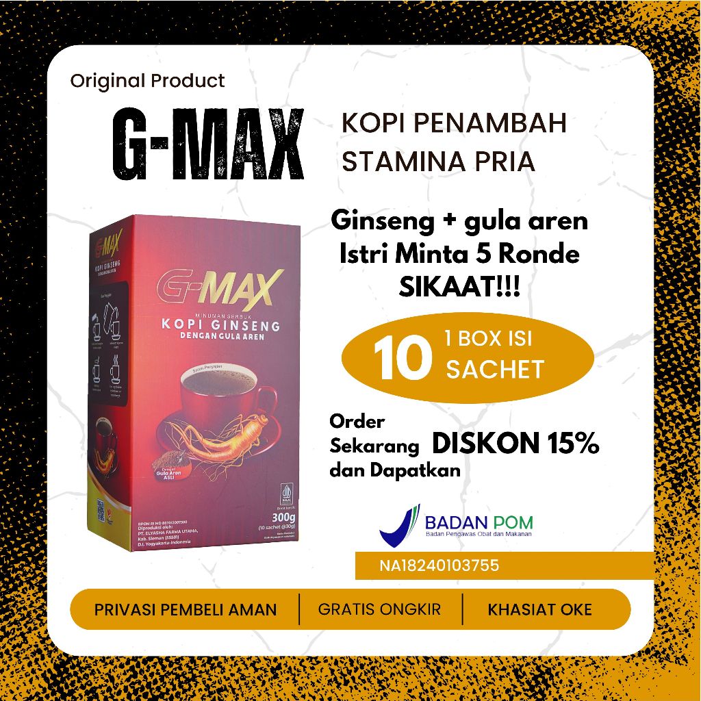 

G-MAX Kopi Penambah Stamina Pria G max Kopi booster Stamina Pria BPOM Original Coffe G-max