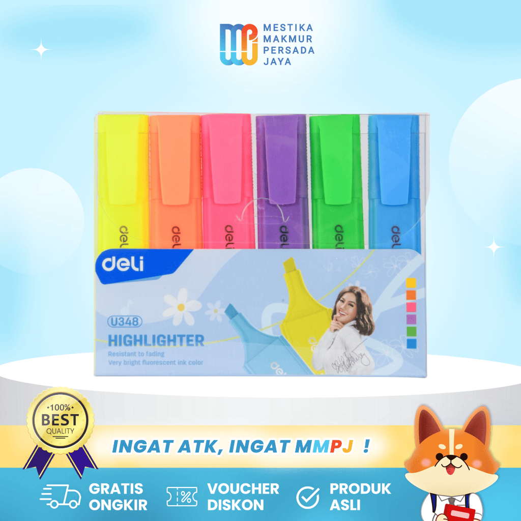

Deli Highlighter / Stabilo Warna Warni 1 Set Lucu Spesial Agnez Monica CU348