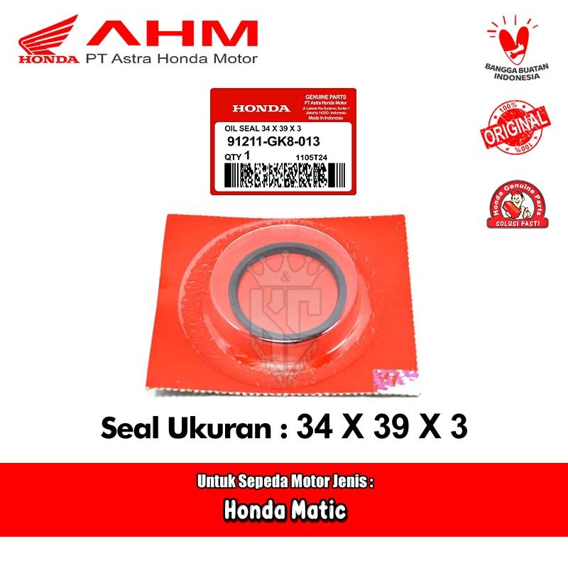 Seal Sil Pully Face Driven 34x39x4 BeAT Scoopy Spacy Genio Vario ISS Idling Stop AHM 91211-GK8-013