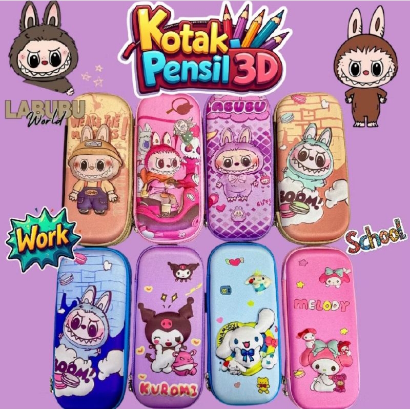 

Labubu Tempat Pensil Anak Sekolah Motif 3D Bahan Eva Anti Air