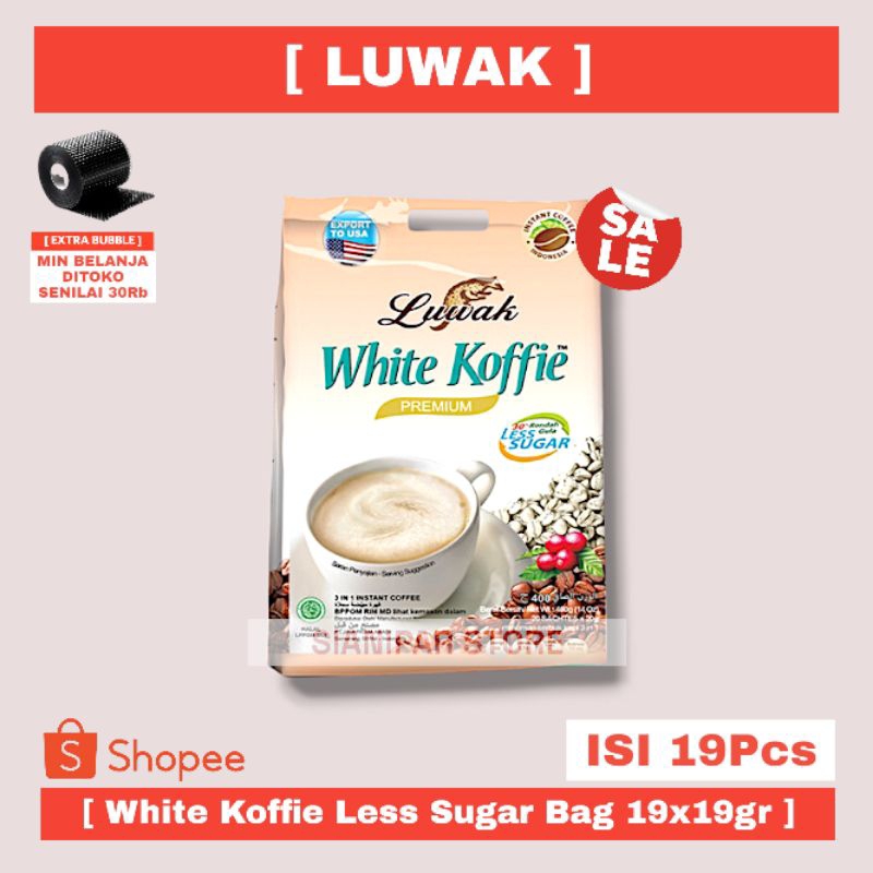 

LUWAK White Koffie Original Less Sugar Bag 19x19gr Rendah Gula