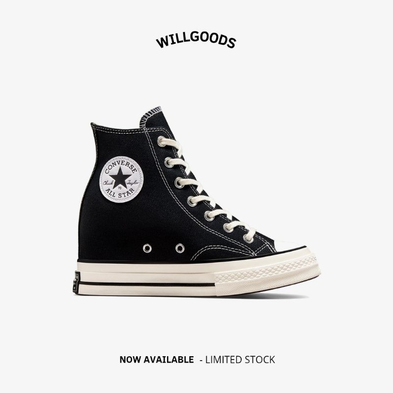 Converse Chuck 70 Wedge Black White Women Original Resmi