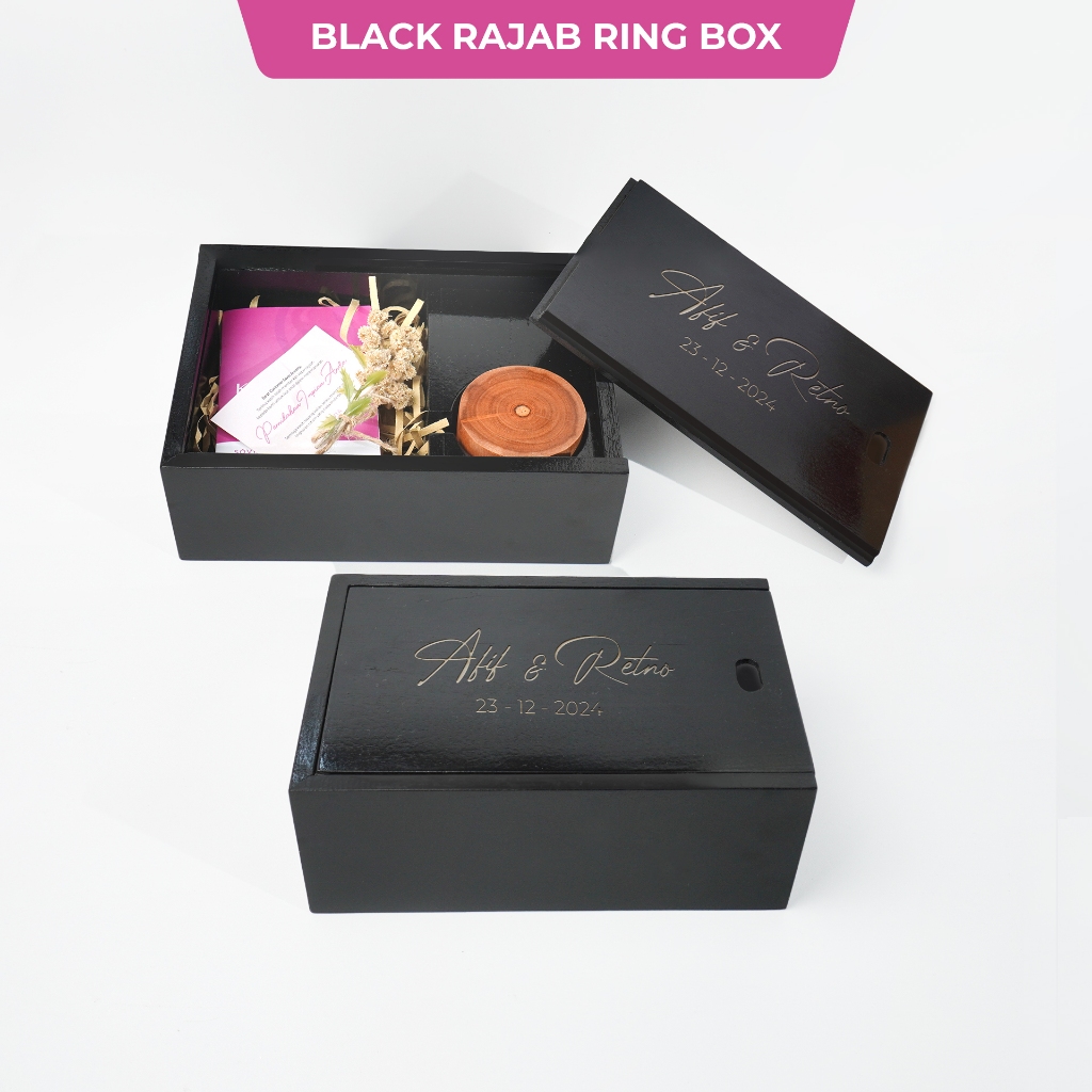 BLACK RAJAB RING BOX - SOVIA JEWELRY
