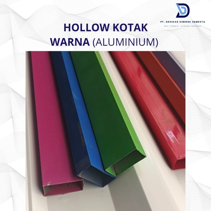 Hollow kotak Aluminium warna 1x2 - 1x1 1/2 tebal 0.5 pipa kotak alumunium warna-warni
