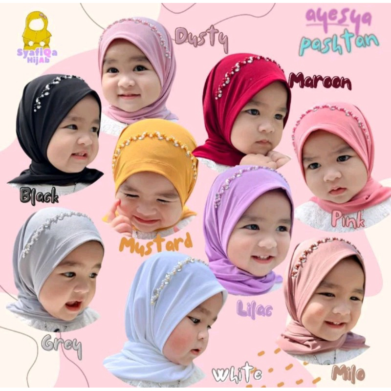 Syafiqa Hijab | Hijab ayesya by Syafiqa | Hijab Bayi | Hijab anak | Pashtan Ayesya | Pashmina Anak |