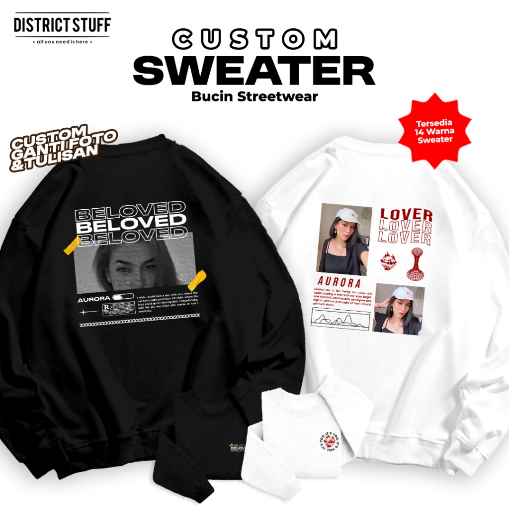 Districtstuff Sweater Aesthetic Streetwear Bucin | Sweater Custom | Viral Tiktok