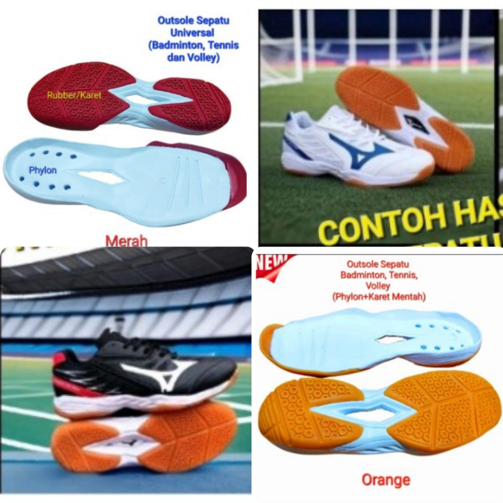 Outsole Sepatu Universal Badminton Volli Runinng Bawahan Sepatu Karet Berdecit