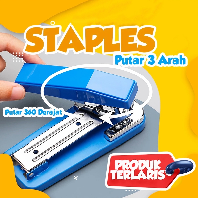 

Triple Stapler stepler rotatable/ Staples meja putar 3 arah besar/ Staples kantor