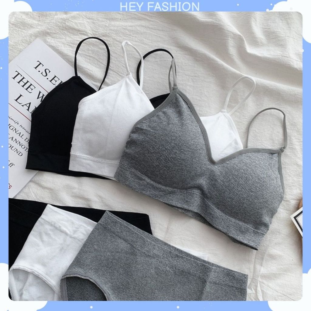 HF~BR668 SET BRA CD CELANA DALAM DAN BH WANITA KEKINIAN  SPORT BRA OLAHRAGA TANPA KAWAT BAHAN BAGUS 