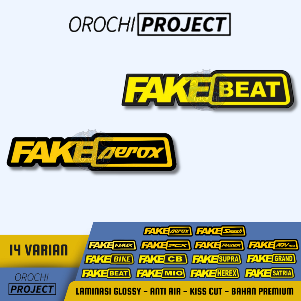 

OROCHI PROJECT Sticker Stiker Emblem Fake Motor Taxi Bear Mio Herex Aerox Vinyl Laminasi Glossy Waterproof Anti Air || Sticker Laptop HP Tumbler Mobil Motor Helm