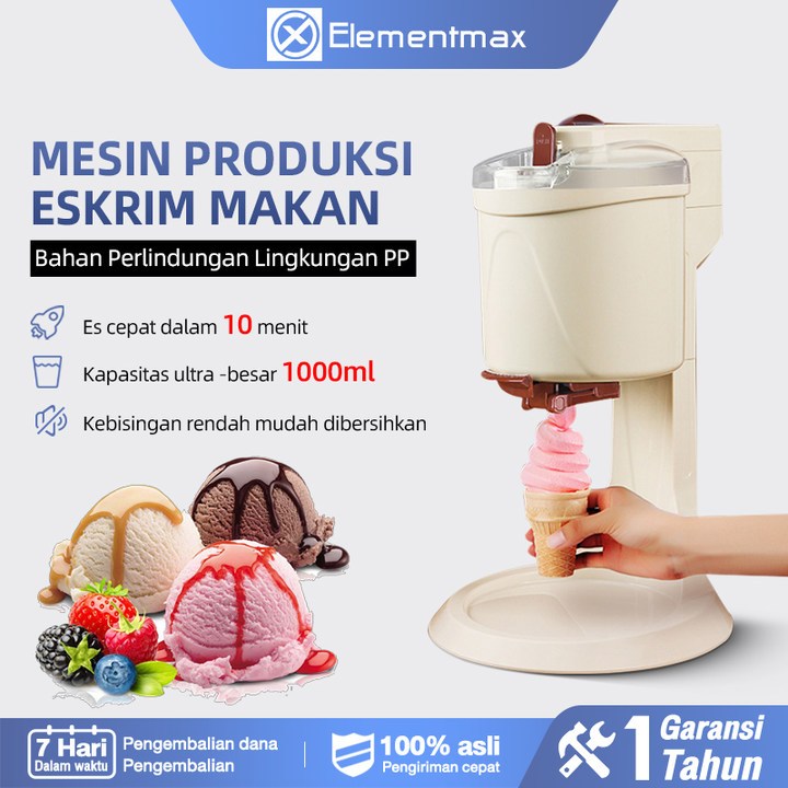 Elementmax Mesin Es Krim Kerucut Multifungsi, Mesin Es Krim Buah Diy Anak-anak Rumah Tangga, Mesin K
