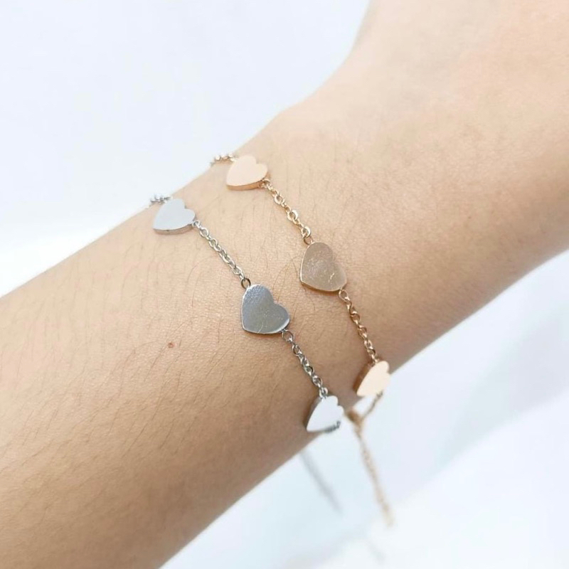 Gelang titanium rantai plat love