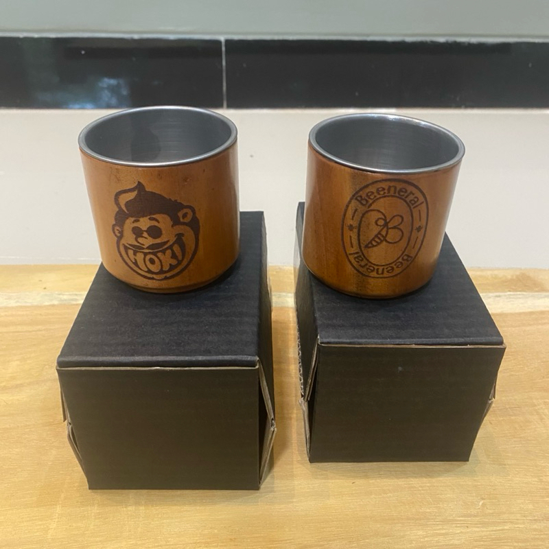 Gelas Sloki Stainless Kayu T7 Wooden Glass Bisa Custom Grafir Brand Logo