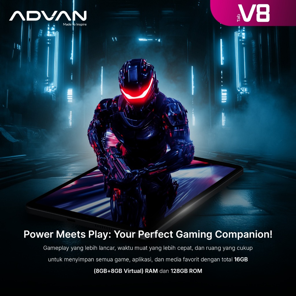 ADVAN Tab V8 Gaming Mediatek Helio G99 (8+8GB/128GB) IPS WUXGA FHD+ 1920*1200 Android 14-3