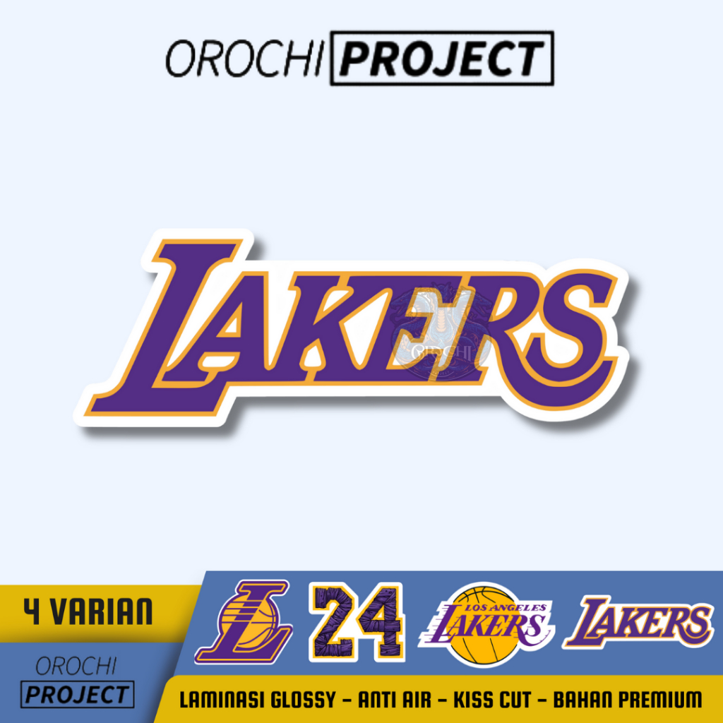 

Sticker Stiker Logo Team LA LAKERS Basket Ball Vinyl Glossy Anti Air HP Laptop Tumbler Motor Helm