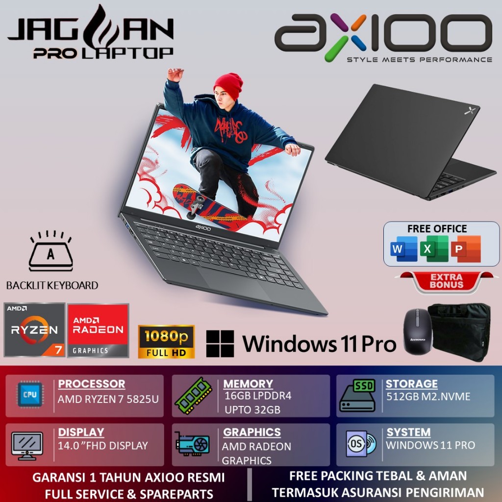 Laptop Axioo Mybook Hype 7 Ryzen 7 5825u 16GB 512GB 14.0 FHD IPS Backlight WIN11PRO Terlaris