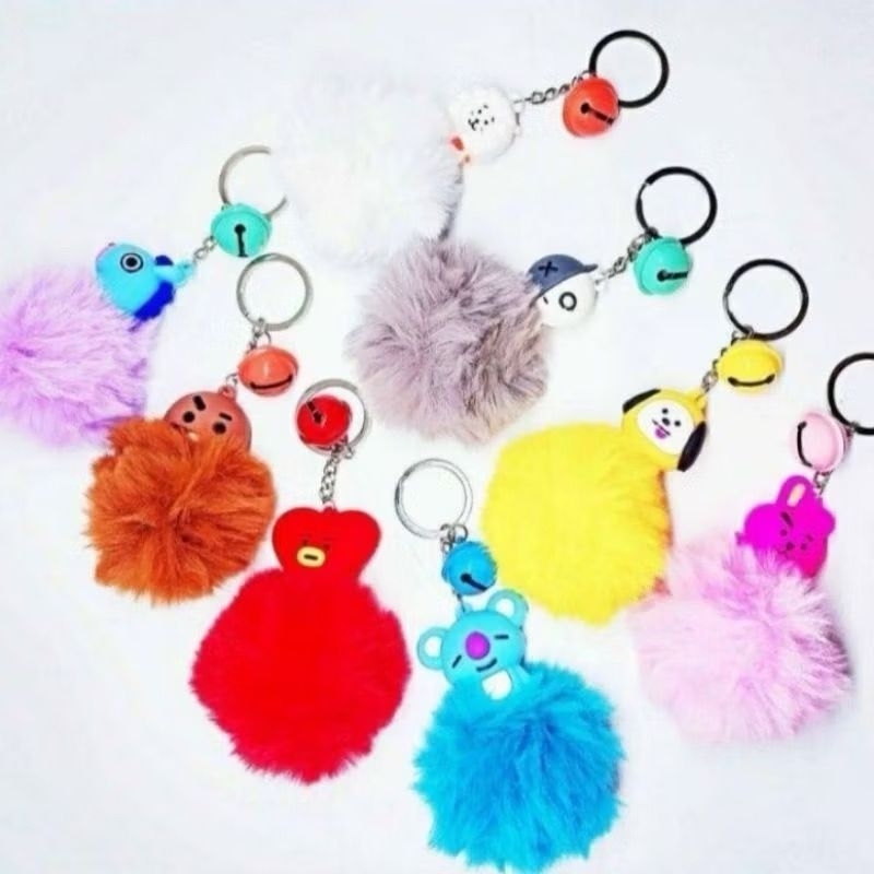Gantungan Kunci Pompom Karakter BT21 (Satuan)