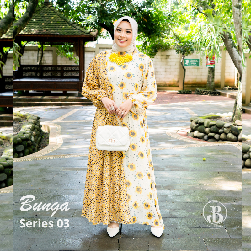 Gamis Ceruty Premium Dress Bunga Series 03 Ukuran S Sampai XXL Jumbo Baju Muslim Wanita Dewasa Bnl L