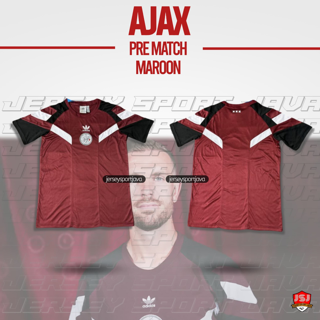 ( PLAYER ISSUE ) Jersey Baju Bola Pria Ajax prematch merah Maroon 2024 2024 HIGT QUALITY