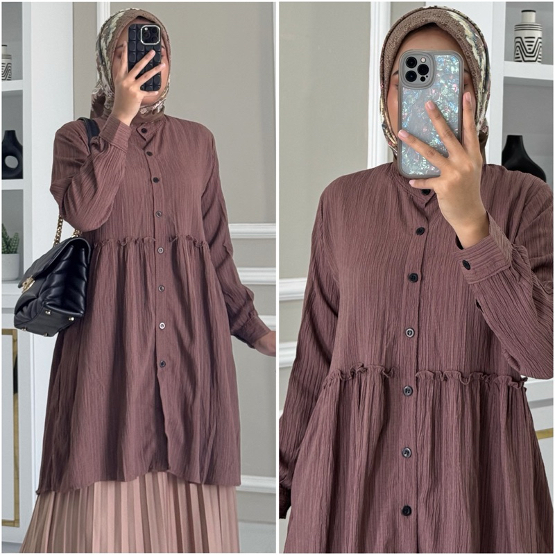Discount TERBARU AMINA tunik by ZALFA OUTFIT / Baju Atasan Wanita muslim Tunik basic polos lady