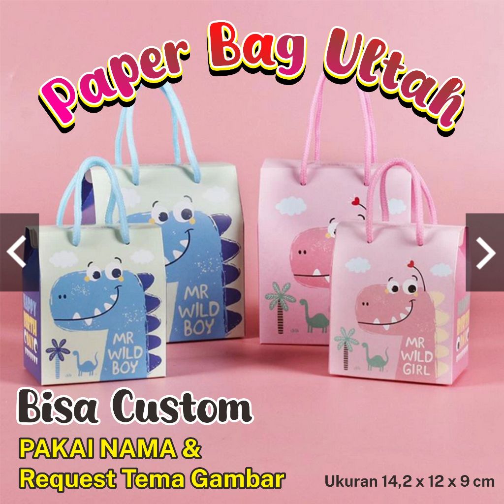 Paper Bag Custom Nama & Tema Gambar Cocok Untuk Acara Ulang Tahun, Aqiqah Tas Custom Godiebag Birthd