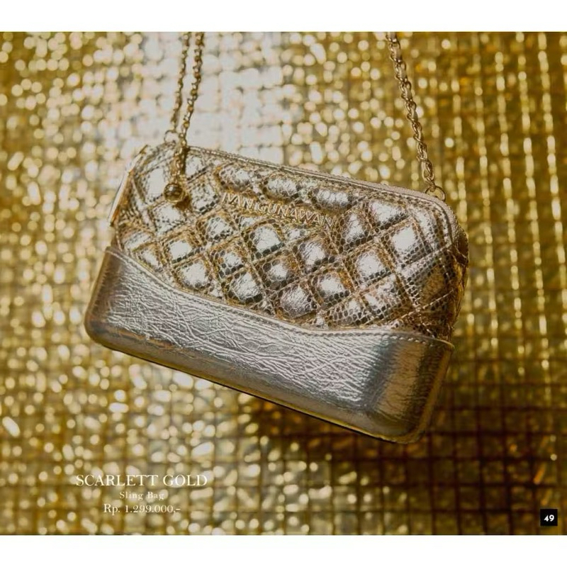 IVAN GUNAWAN PRIVE - Tas Slempang Scarlet Bag silver bronze Golg Tas Wanita Origibal by ivan Gunawan