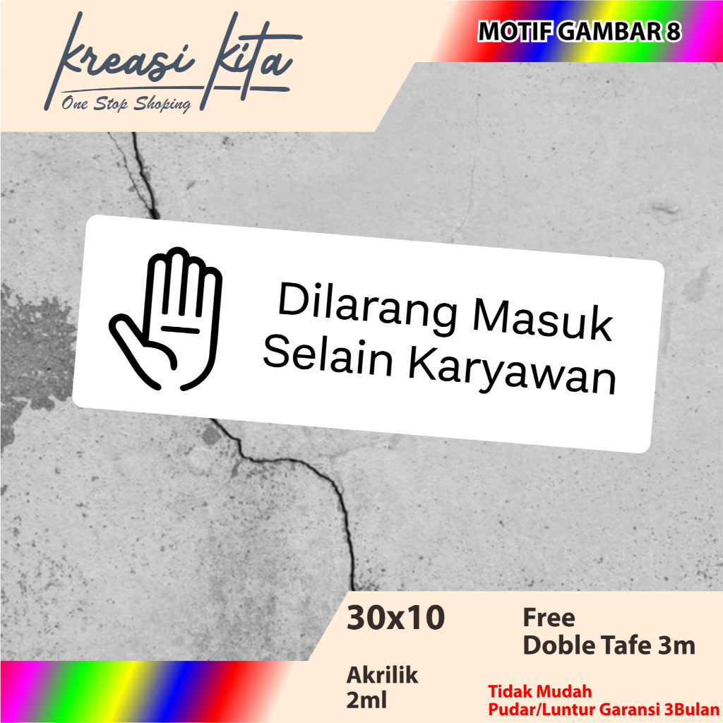 

AKRILIK SIGN STAFF ONLY TIPE 8 ACRILYC PUTIH