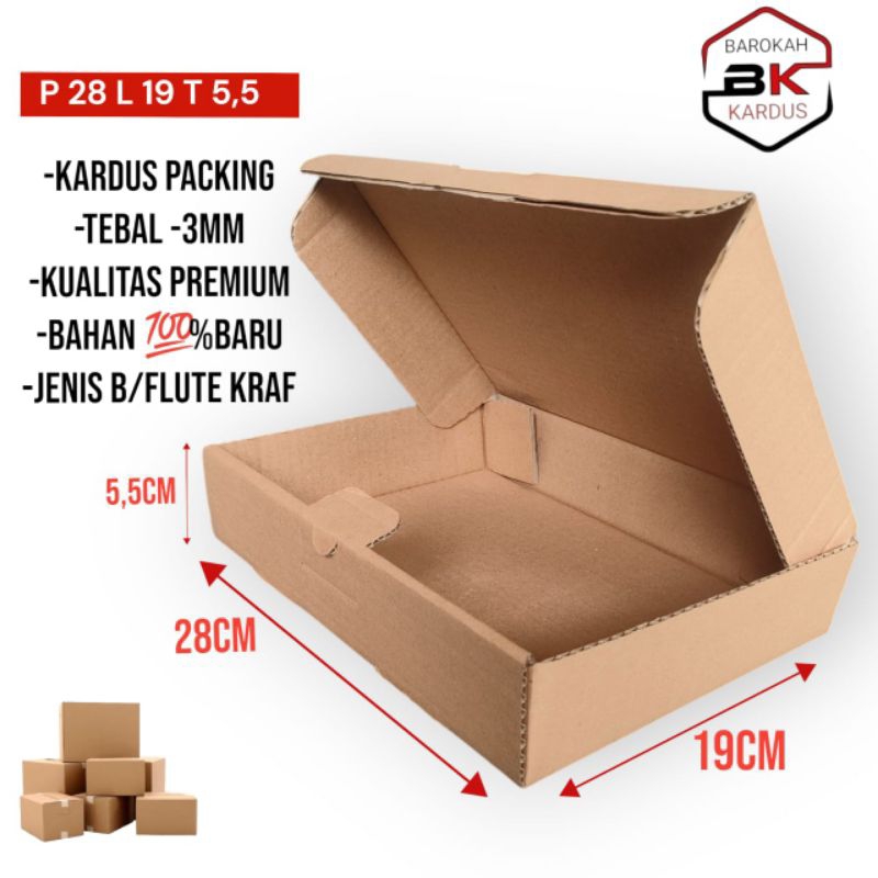 

Kardus Ukuran 28x19x5,5 cm Model Dicute / kardus Box Packing Polos Tebal Premium
