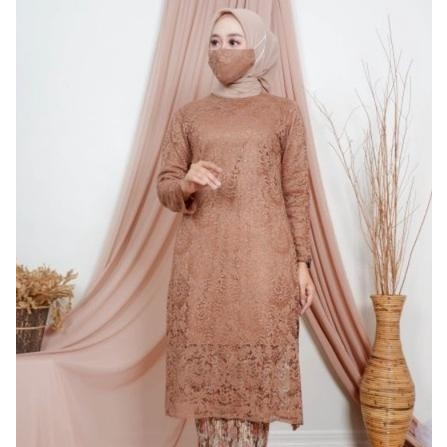 PROMO BEST SELLER ATASAN KEBAYA BRUKAT TUNIK MODERN LD 130 ATASAN KEBAYA WARNA COKLAT