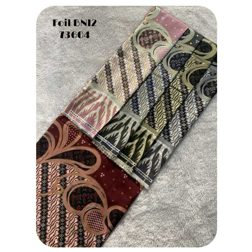 BAHAN BATIK METERAN PREMIUM POLYESTER WITH GOLD FOIL / KAIN BATIK PREMIUM BAJU SERAGAM KELUARGA DAN 