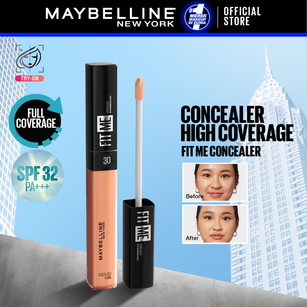 MAYBELLINE OFFICIAL Fit Me Liquid Concealer Make up - 6.7gr (Concealer Dengan Coverage Tinggi & Hasi