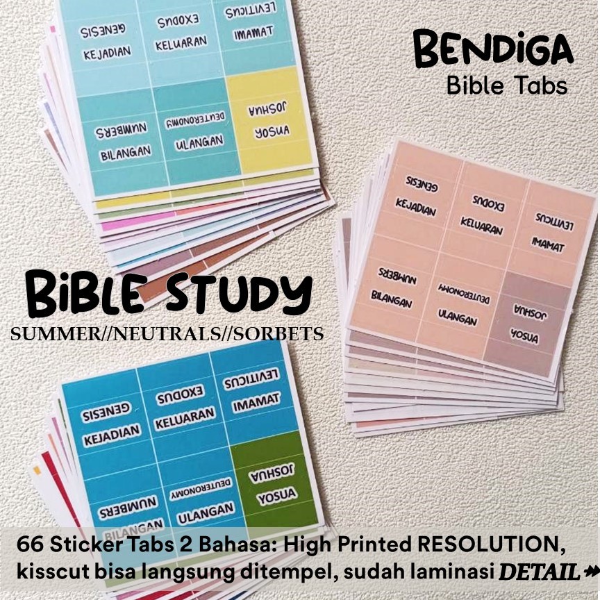 

[BENDIGA GBU- BIBLE STUDY] Stiker Penanda Index Alkitab Sticker Bible Tabs Index 66 Dua Bahasa Inggris 66pcs Laminated BIBLE TABS INDEX Sticker Index Alkitab