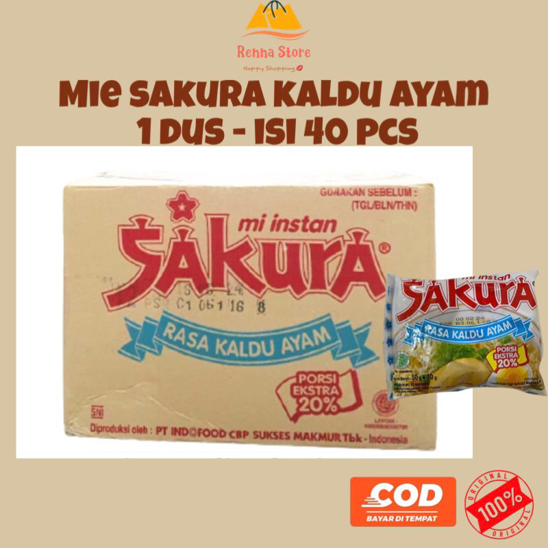 

SAKURA Mie Kuah Kaldu Ayam (1dus isi 40pcs) Food Instan Noodles 60gr
