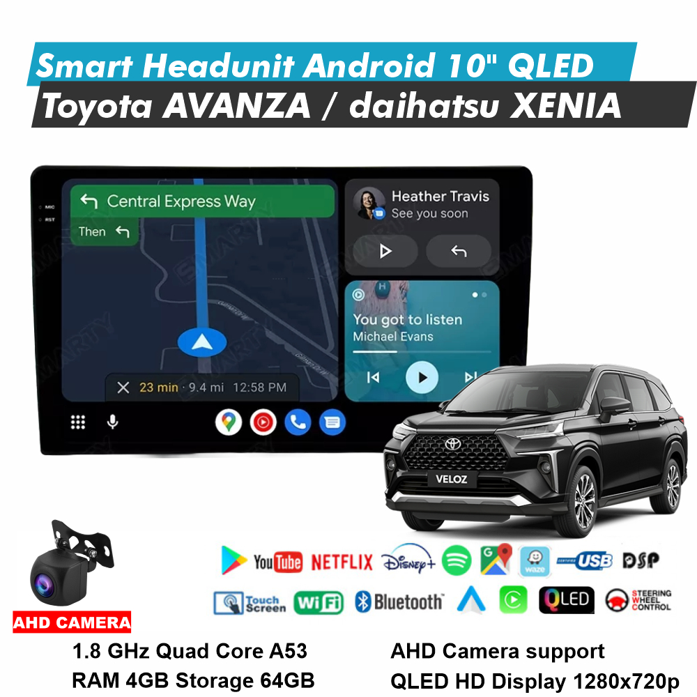 AVANZA/XENIA/VELOZ 2022-2025 headunit android 10 inch RAM 4GB Storage 64GB QLED audio mobil