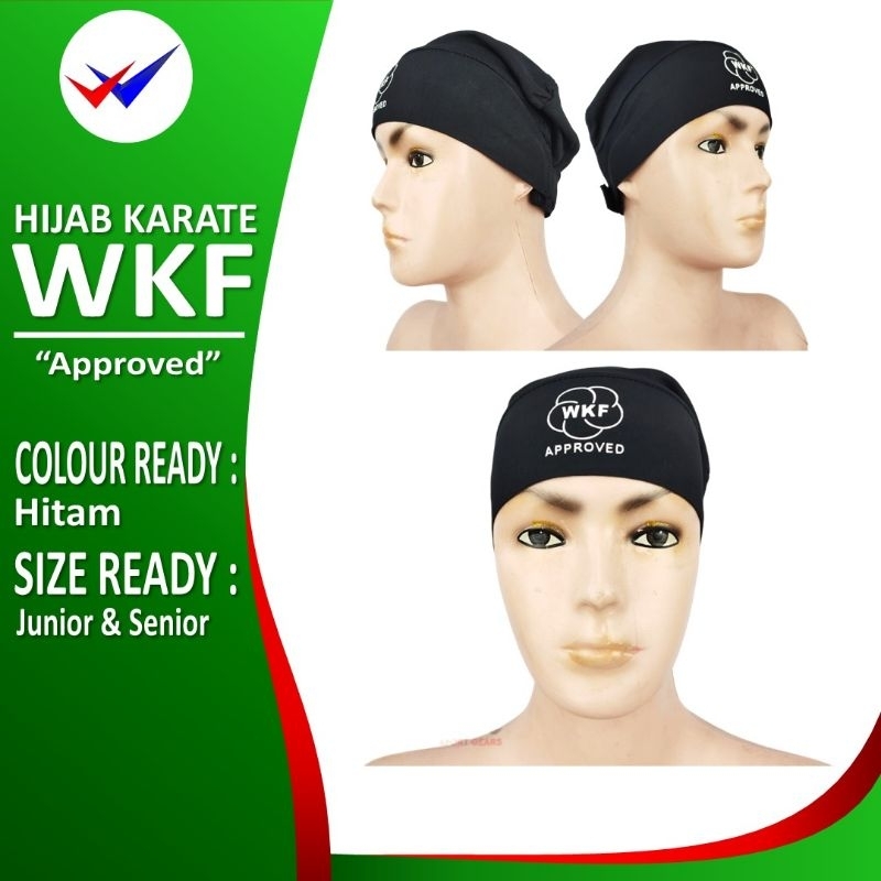 Hijab Karate Desain WKF Approved Penutup Kepala Head Protector Hijab