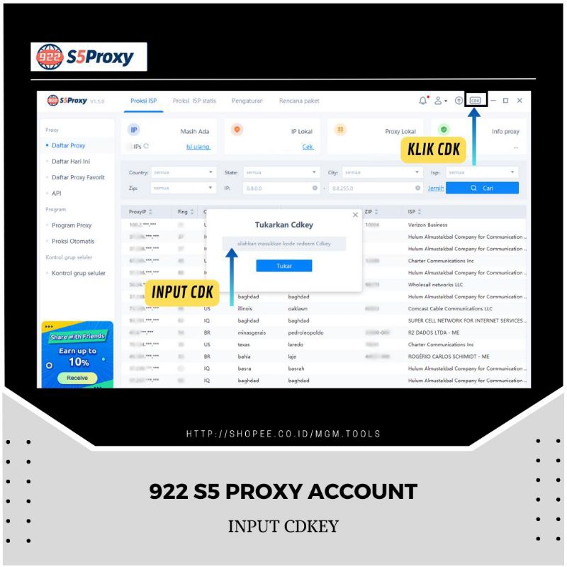 922 S5 Proxy Account Balance 50 IPs  | CDKey