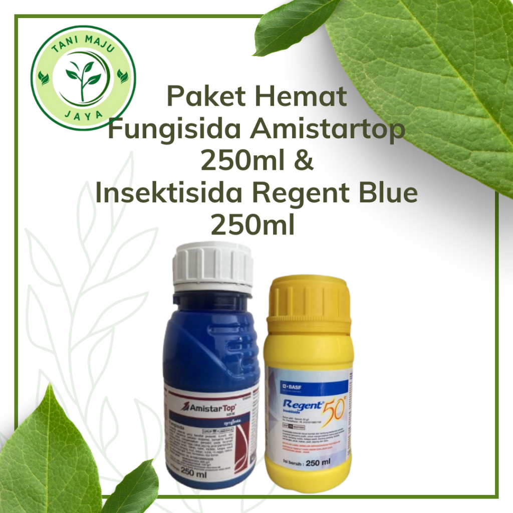 Paket Hemat Fungisida Amistartop 250ml & Insektisida Regent Blue 250ml Obat Tanaman