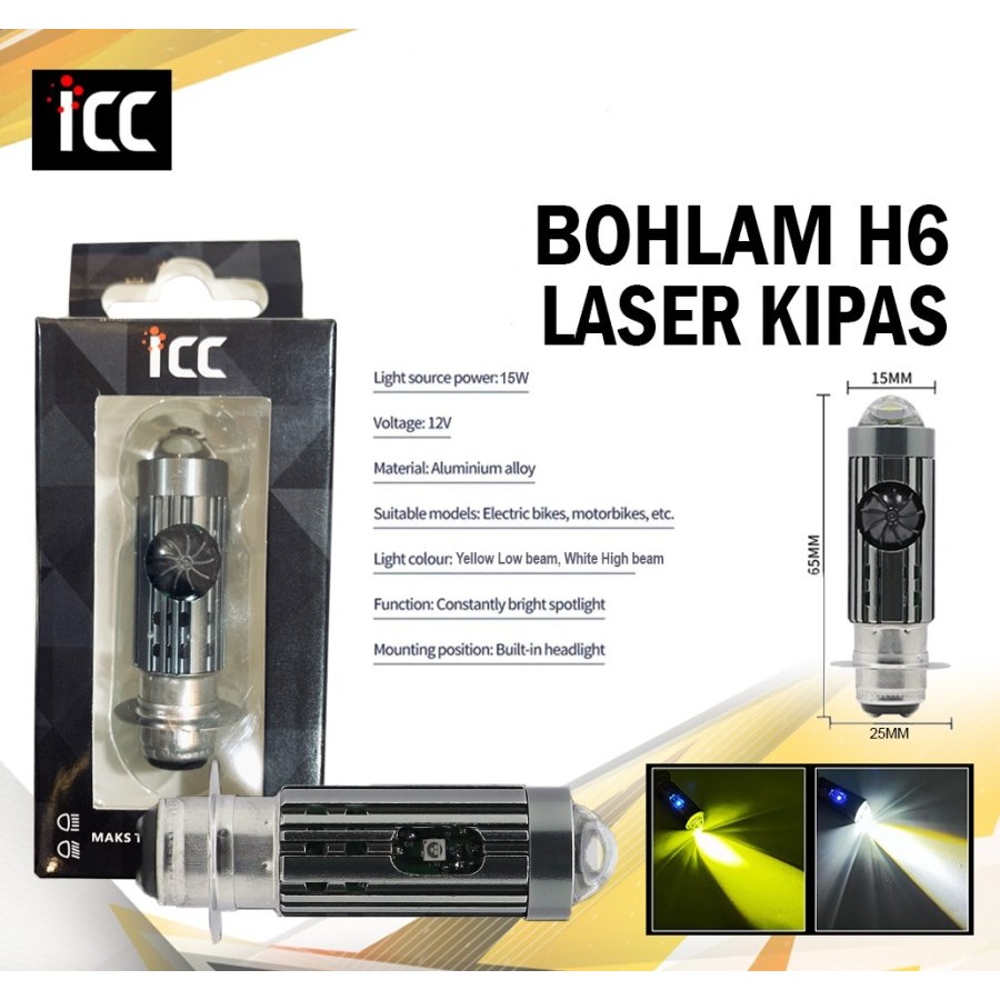 LAMPU DEPAN LED H6 KIPAS LASER TORNADO MOTOR MATIC BEBEK PNP UNIVERSAL
